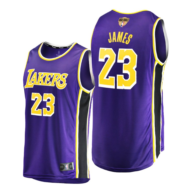 Men's Los Angeles Lakers LeBron James #23 NBA Statement Replica 2020 Bound Finals Purple Basketball Jersey MHY4683SN